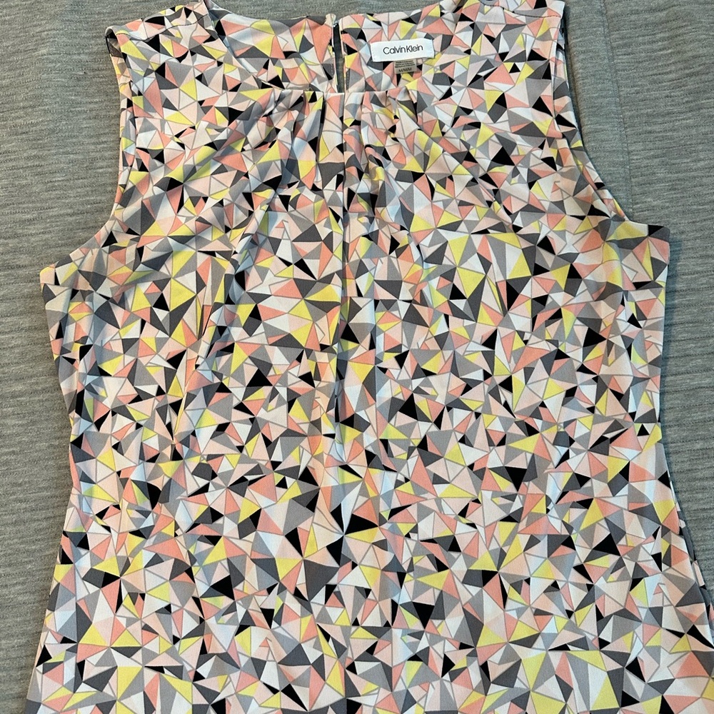 Calvin Klein Women's Geometric Sleeveless Blouse - Pink, Yellow, Black